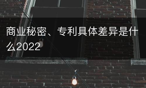 商业秘密、专利具体差异是什么2022