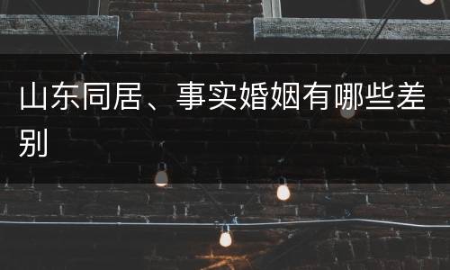 山东同居、事实婚姻有哪些差别