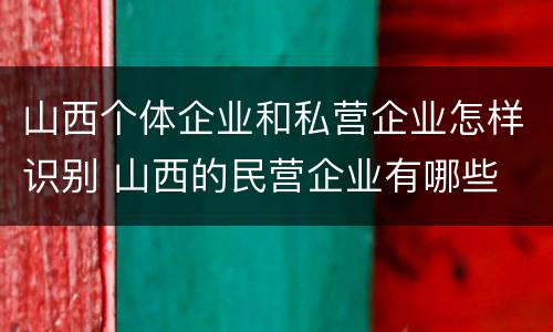 山西个体企业和私营企业怎样识别 山西的民营企业有哪些