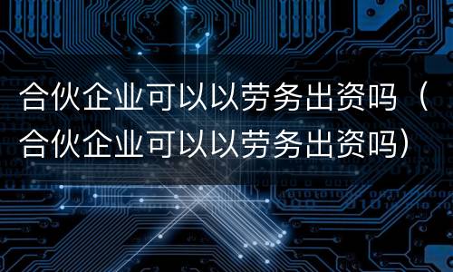 合伙企业可以以劳务出资吗（合伙企业可以以劳务出资吗）