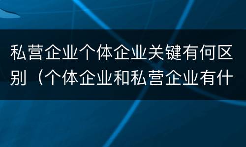 私营企业个体企业关键有何区别（个体企业和私营企业有什么区别和联系）