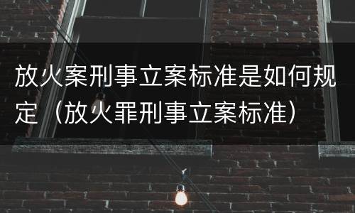 放火案刑事立案标准是如何规定（放火罪刑事立案标准）