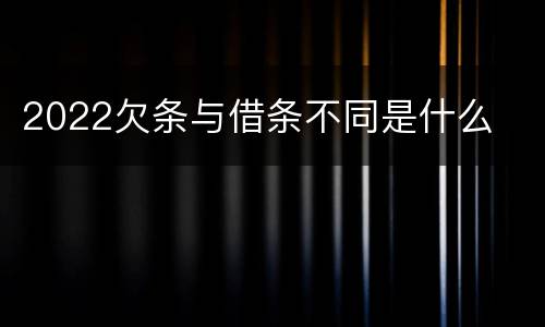 2022欠条与借条不同是什么