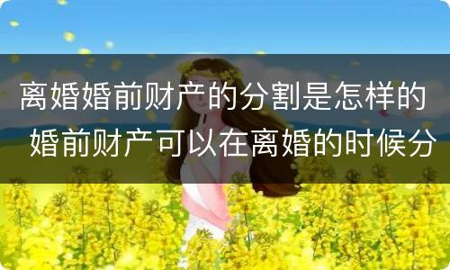 离婚婚前财产的分割是怎样的 婚前财产可以在离婚的时候分割吗