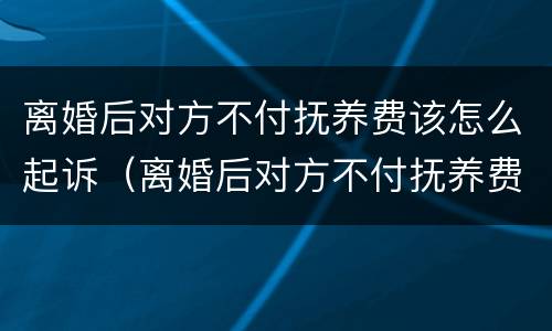 离婚后对方不付抚养费该怎么起诉（离婚后对方不付抚养费该怎么起诉呢）
