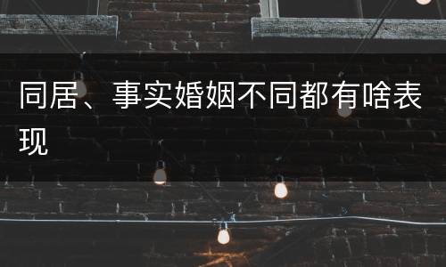 同居、事实婚姻不同都有啥表现