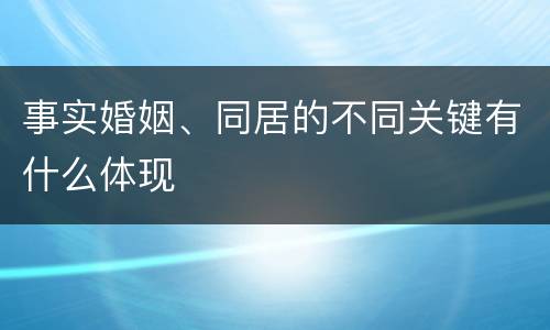 事实婚姻、同居的不同关键有什么体现