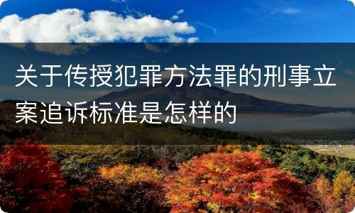 关于传授犯罪方法罪的刑事立案追诉标准是怎样的