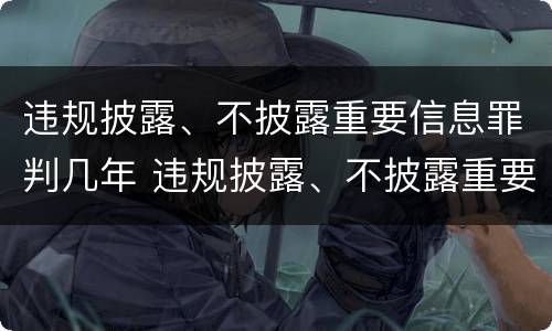 违规披露、不披露重要信息罪判几年 违规披露、不披露重要信息罪