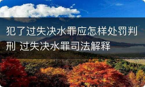 犯了过失决水罪应怎样处罚判刑 过失决水罪司法解释