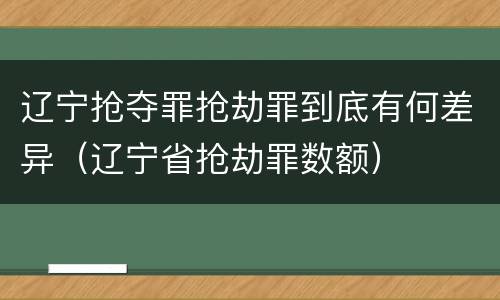 辽宁抢夺罪抢劫罪到底有何差异（辽宁省抢劫罪数额）