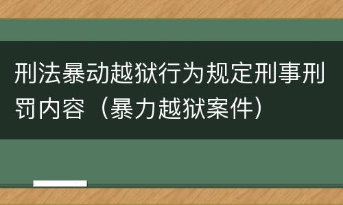 刑法暴动越狱行为规定刑事刑罚内容（暴力越狱案件）