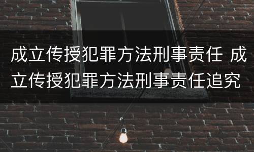 成立传授犯罪方法刑事责任 成立传授犯罪方法刑事责任追究
