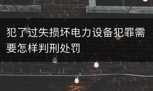 犯了过失损坏电力设备犯罪需要怎样判刑处罚
