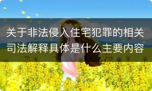 关于非法侵入住宅犯罪的相关司法解释具体是什么主要内容