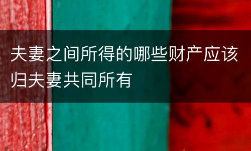 夫妻之间所得的哪些财产应该归夫妻共同所有