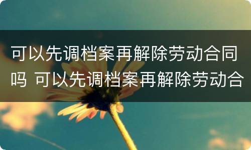 可以先调档案再解除劳动合同吗 可以先调档案再解除劳动合同吗