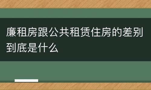 廉租房跟公共租赁住房的差别到底是什么