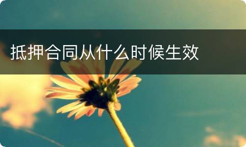 抵押合同从什么时候生效