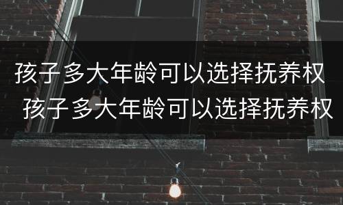 孩子多大年龄可以选择抚养权 孩子多大年龄可以选择抚养权呢