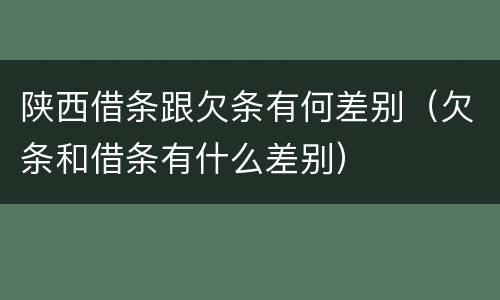 陕西借条跟欠条有何差别（欠条和借条有什么差别）