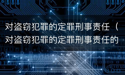 对盗窃犯罪的定罪刑事责任（对盗窃犯罪的定罪刑事责任的认定）
