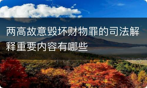 两高故意毁坏财物罪的司法解释重要内容有哪些