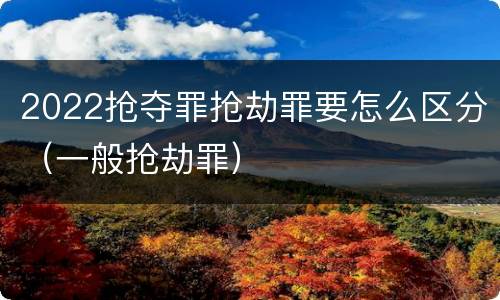 2022抢夺罪抢劫罪要怎么区分（一般抢劫罪）