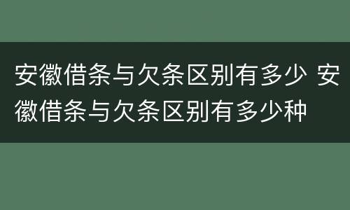 安徽借条与欠条区别有多少 安徽借条与欠条区别有多少种
