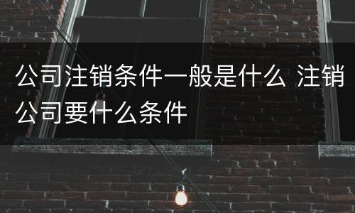 公司注销条件一般是什么 注销公司要什么条件