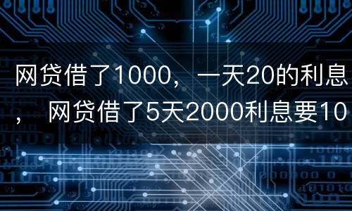 网贷借了1000，一天20的利息， 网贷借了5天2000利息要1000