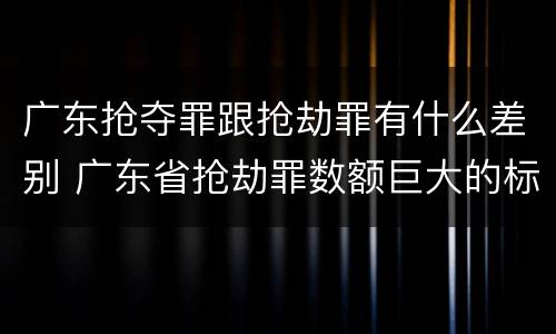 广东抢夺罪跟抢劫罪有什么差别 广东省抢劫罪数额巨大的标准