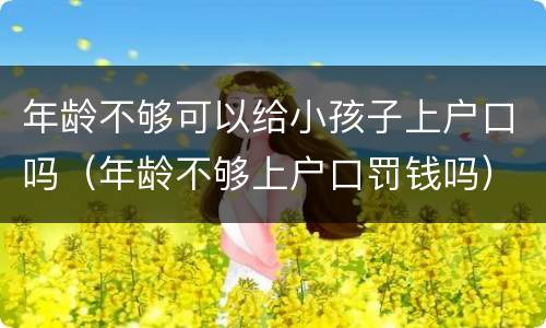 年龄不够可以给小孩子上户口吗（年龄不够上户口罚钱吗）