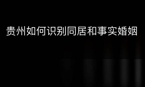 贵州如何识别同居和事实婚姻