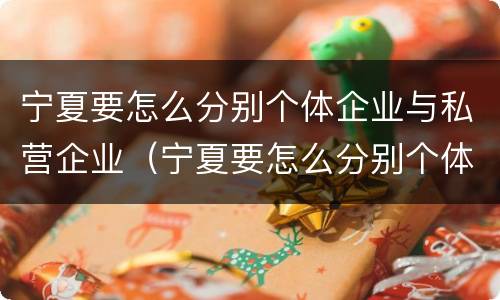 宁夏要怎么分别个体企业与私营企业（宁夏要怎么分别个体企业与私营企业呢）