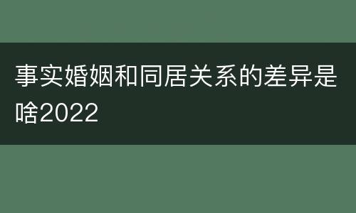 事实婚姻和同居关系的差异是啥2022