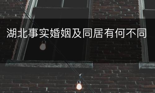 湖北事实婚姻及同居有何不同