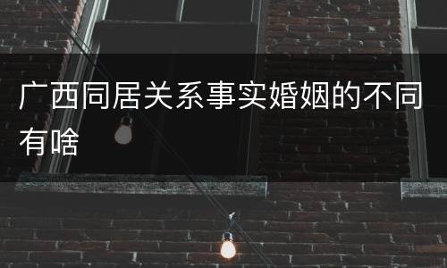 广西同居关系事实婚姻的不同有啥