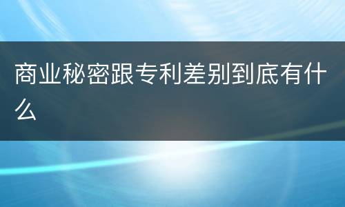 商业秘密跟专利差别到底有什么