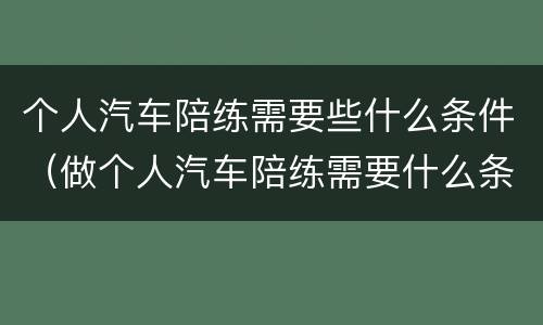 个人汽车陪练需要些什么条件（做个人汽车陪练需要什么条件）