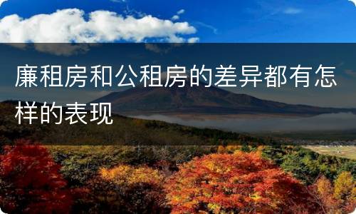 廉租房和公租房的差异都有怎样的表现