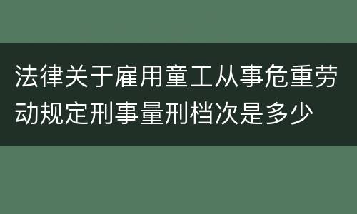 法律关于雇用童工从事危重劳动规定刑事量刑档次是多少
