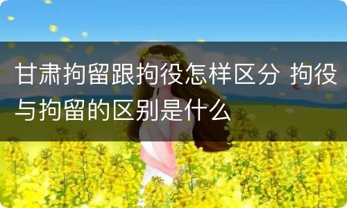 甘肃拘留跟拘役怎样区分 拘役与拘留的区别是什么
