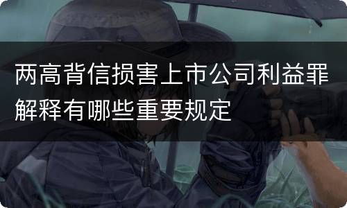 两高背信损害上市公司利益罪解释有哪些重要规定