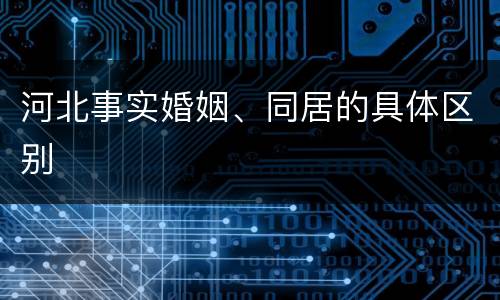 河北事实婚姻、同居的具体区别