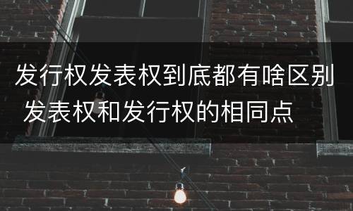 发行权发表权到底都有啥区别 发表权和发行权的相同点