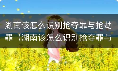 湖南该怎么识别抢夺罪与抢劫罪（湖南该怎么识别抢夺罪与抢劫罪呢）