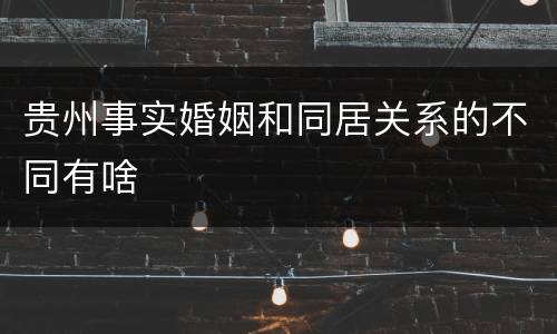 贵州事实婚姻和同居关系的不同有啥