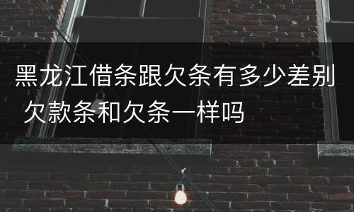 黑龙江借条跟欠条有多少差别 欠款条和欠条一样吗