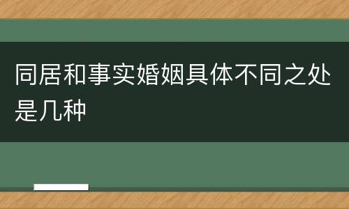 同居和事实婚姻具体不同之处是几种